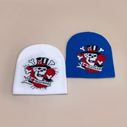 Skull Stripe Wool Knitted Hats Autumn And Winter