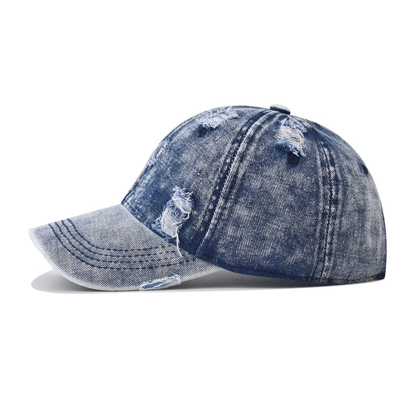 Spring Autumn Wash Denim Woman's Hat Cap Hip Hop Fitted Cap