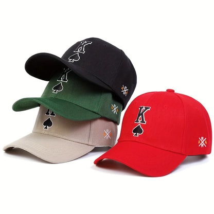 Fashion Hip Hop K Letter Baseball Cap Hip Hop Poker Embroidered Golf Hats Outdoor Sports Leisure Caps Dad Hats