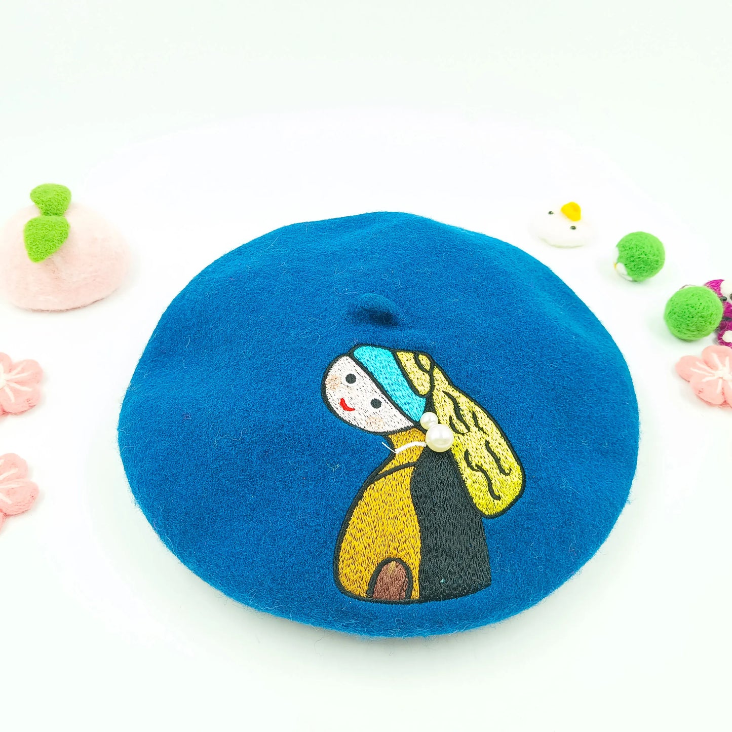 Women Handmade Beret Hat Female Hat Autumn Wool Felt Cloud Painter Cap