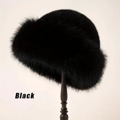 Solid Color Bucket Hat Thick Coldproof Faux Fur Basin Hats Soft Plush Fisherman Cap