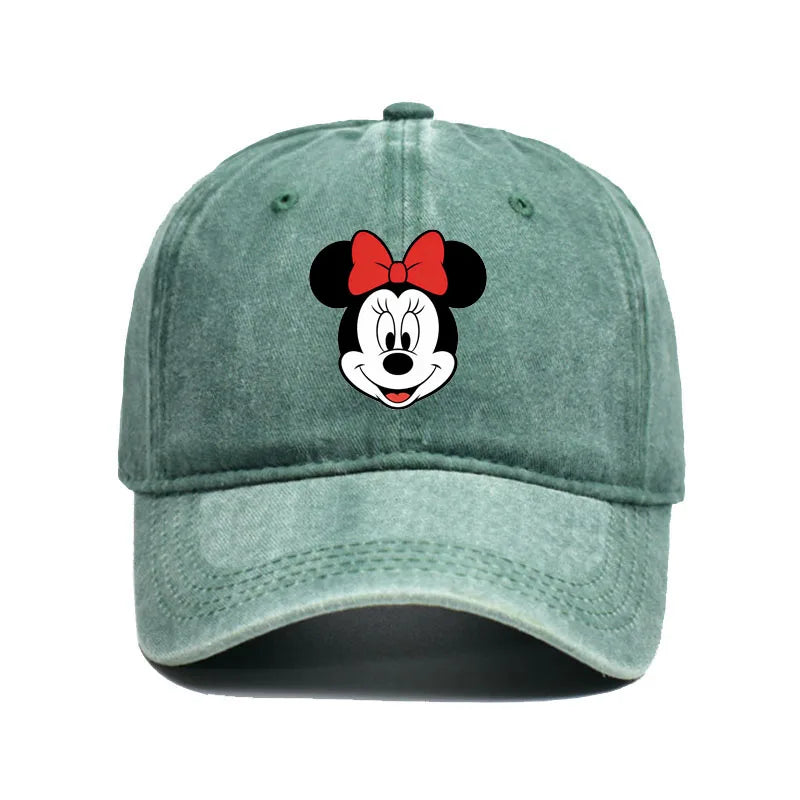 Unisex Vintage Washed Mickey Minnie Print Baseball Cap for Men Women