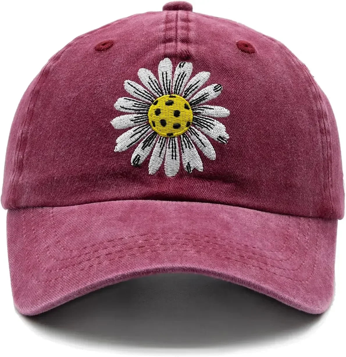 Daisy Washed Denim Embroidered Baseball Cap  Adjustable Classic Trucker Hat Outdoor Activies