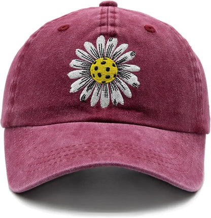 Daisy Washed Denim Embroidered Baseball Cap  Adjustable Classic Trucker Hat Outdoor Activies