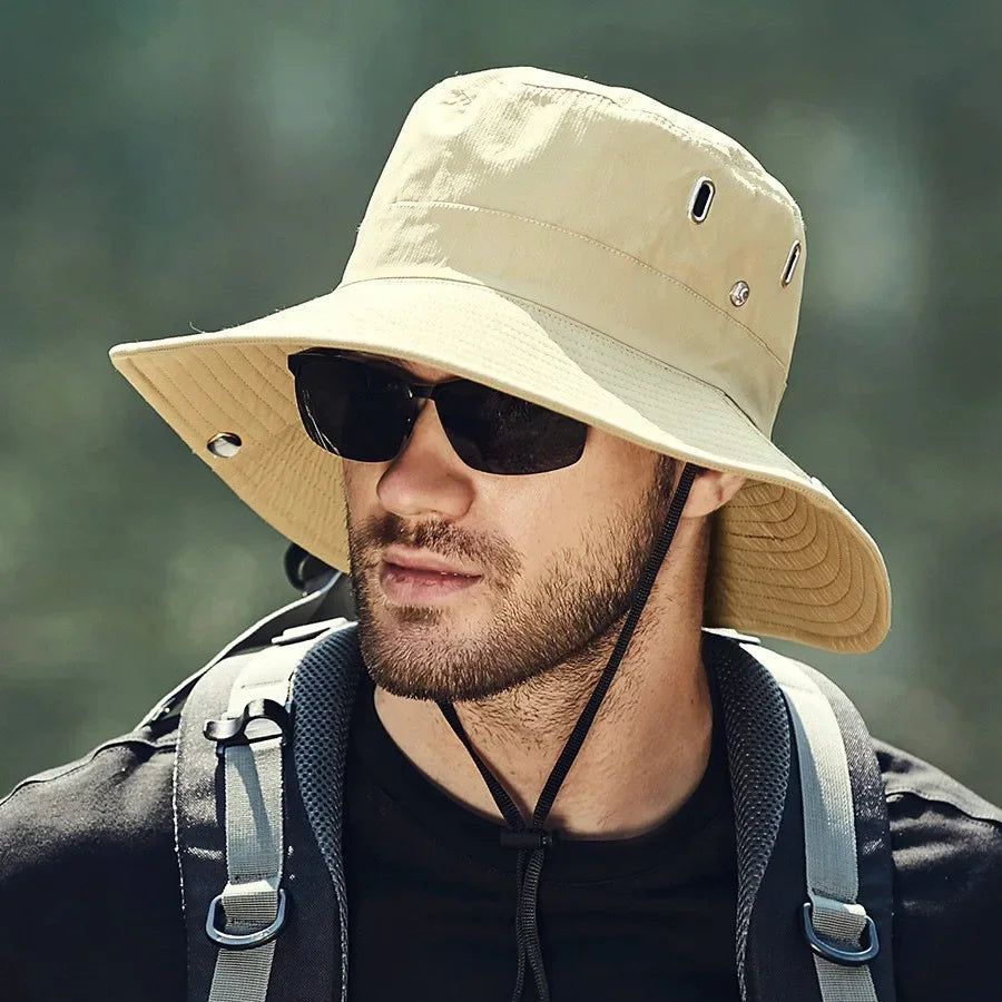 New Men's Wide Brim Sun Hat - Waterproof UV Protection Safari Bucket Hat