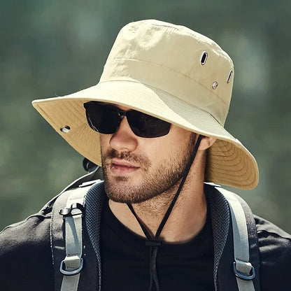 New Men's Wide Brim Sun Hat - Waterproof UV Protection Safari Bucket Hat