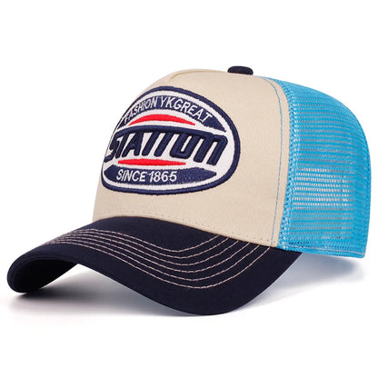 Style Unisex Baseball Cap Classic Station Letter Pattern Mesh Cap Men and Women