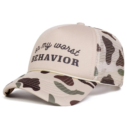 Unisex Behavior Letter Printed Baseball Net Caps Spring and Summer
