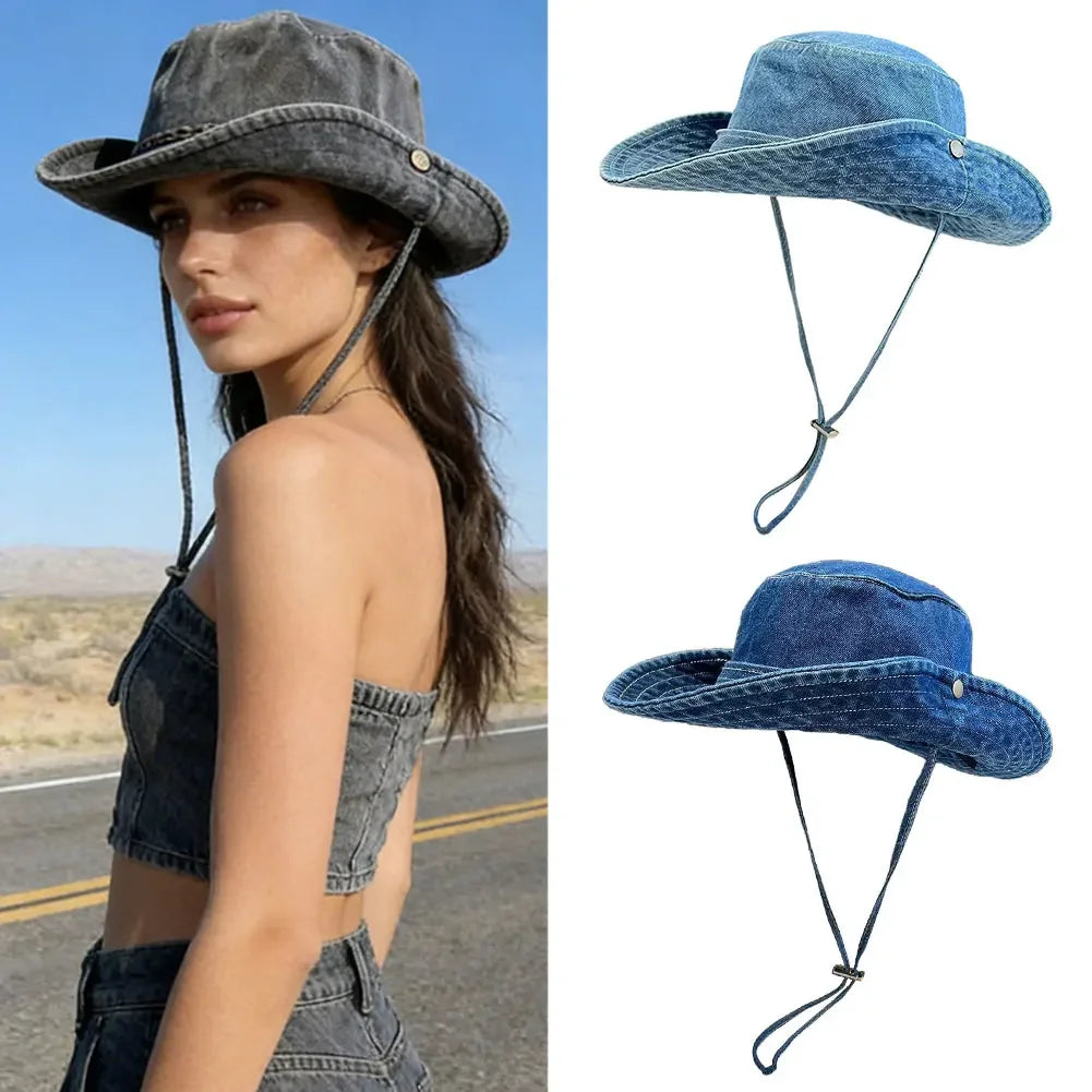 Unisex Vintage Washed Denim Bucket Hat