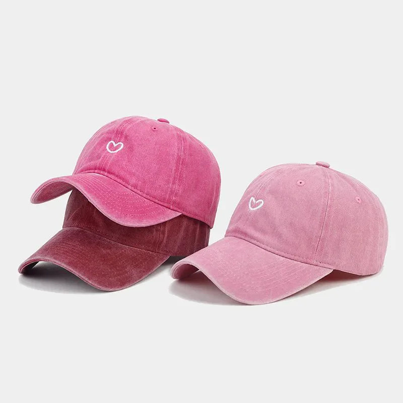Hat New For Women Men Washed Cotton Baseball Cap Soft Top Embroidered Love Retro