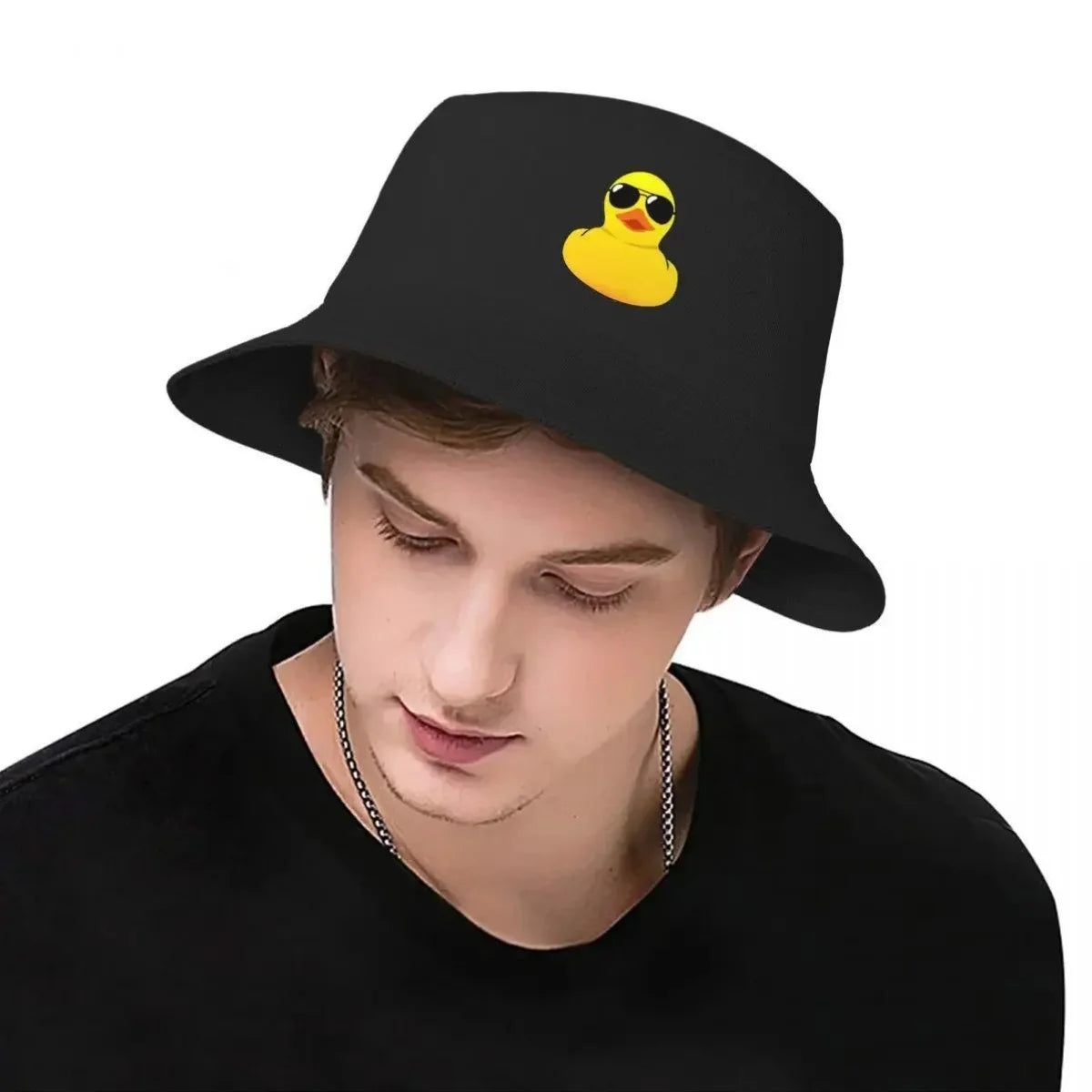 Cute Yellow Duck Print Fisherman Hat City Style Versatile Style for Men and Women