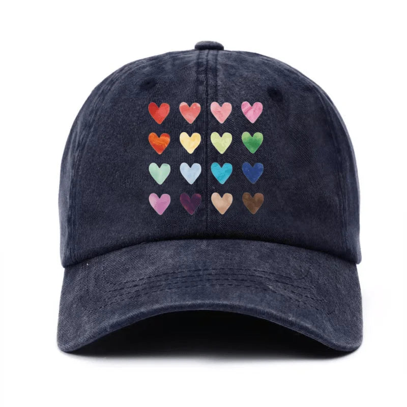 Colorful Heart-Shaped Pinted Baseball Cap for All Seasons