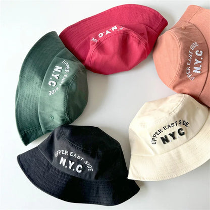 Spring Girls Embroidery Letters Wide Brim Children Sun Hat