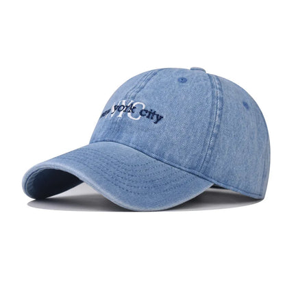 Wash Denim Baseball Cap Hip Hop Fitted Cap