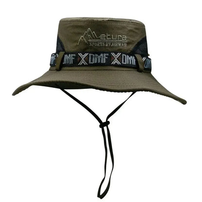 Summer Men Bucket Hat Outdoor UV Protection Wide Brim Panama Safari Hunting Hiking Hat