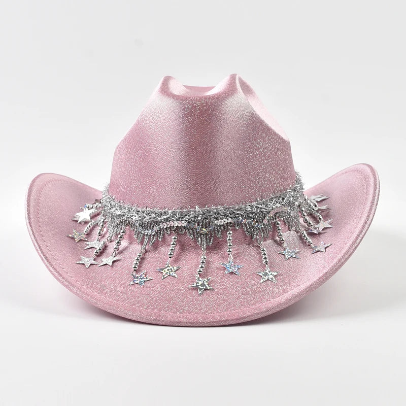 Women Sequin Fedora Hat With Rhinestone Ribbons