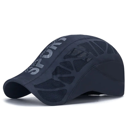 Unisex Breathable Mesh Flat Cap Quick Dry