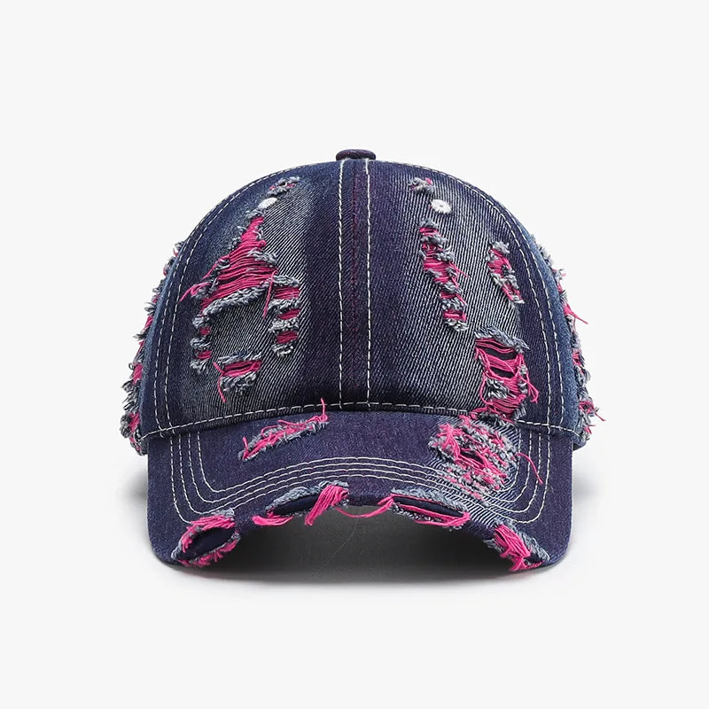 Denim Distressed Baseball Cap For Men Women Hip Hop Streetwear
