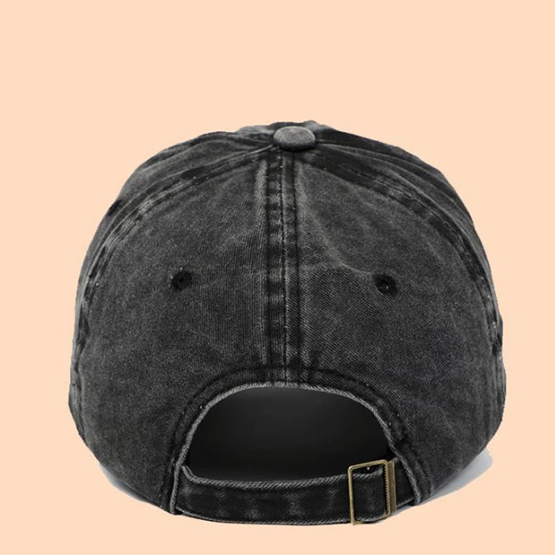 Embroidered Hat Retro Vintage Washed Cotton Denim Baseball Caps