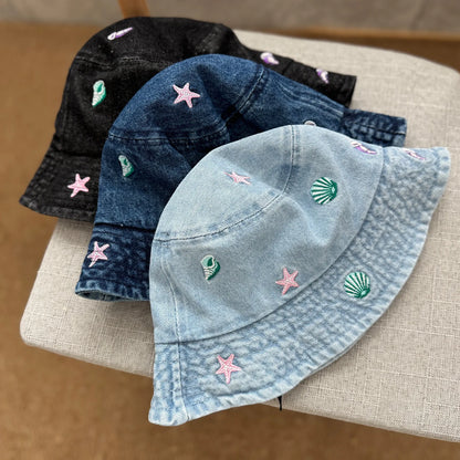 New Adult Summer Denim Bucket Hat For Women