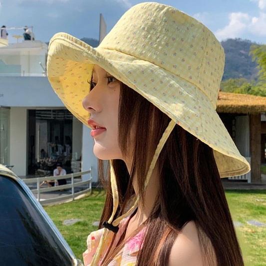 Flower Plaid Summer Fisherman Hats For Women