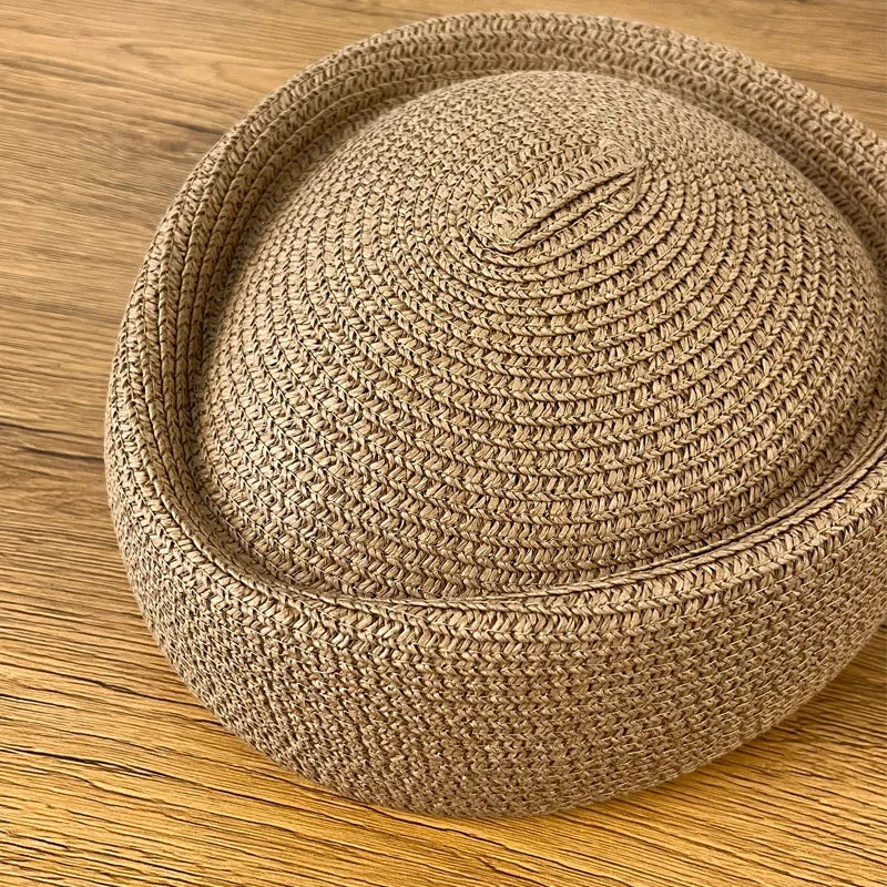 Airline Stewardess Flight Attendant Vintage Pillbox Hat Fashion Summer Straw Beret Hat