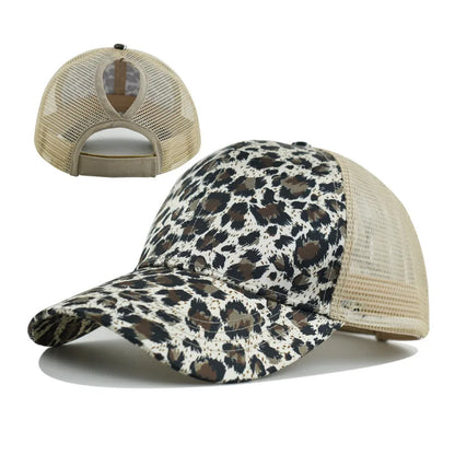 Fashion Leopard Print Baseball Cap Women's Ponytail Hat