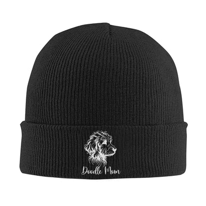 Doodle Mom Dog Knit Beanie Warm Cuffed Skull Cap Winter Slouchy Hat