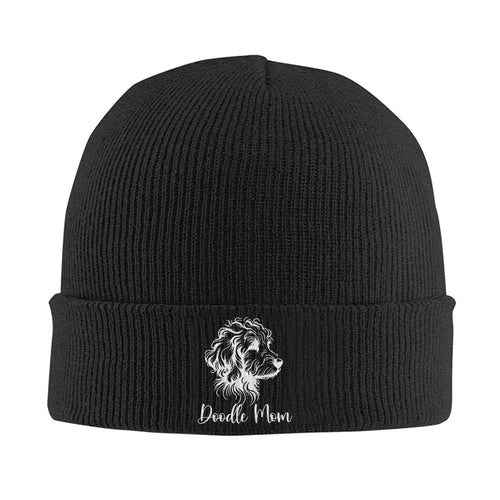 Doodle Mom Dog Knit Beanie Warm Cuffed Skull Cap Winter Slouchy Hat