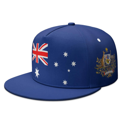 Australia Flat Brimmed Cap White Blue Black Red Aus Flag Nation Country Hip-hop Hat