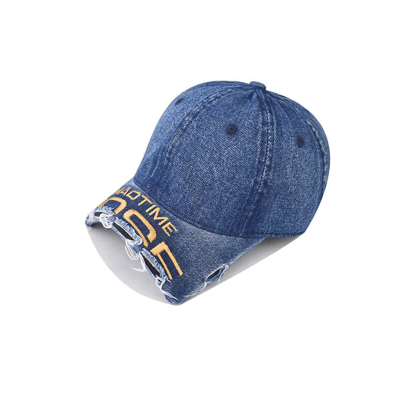Baseball Cap Short Brim Hole Washing Snapback Hat