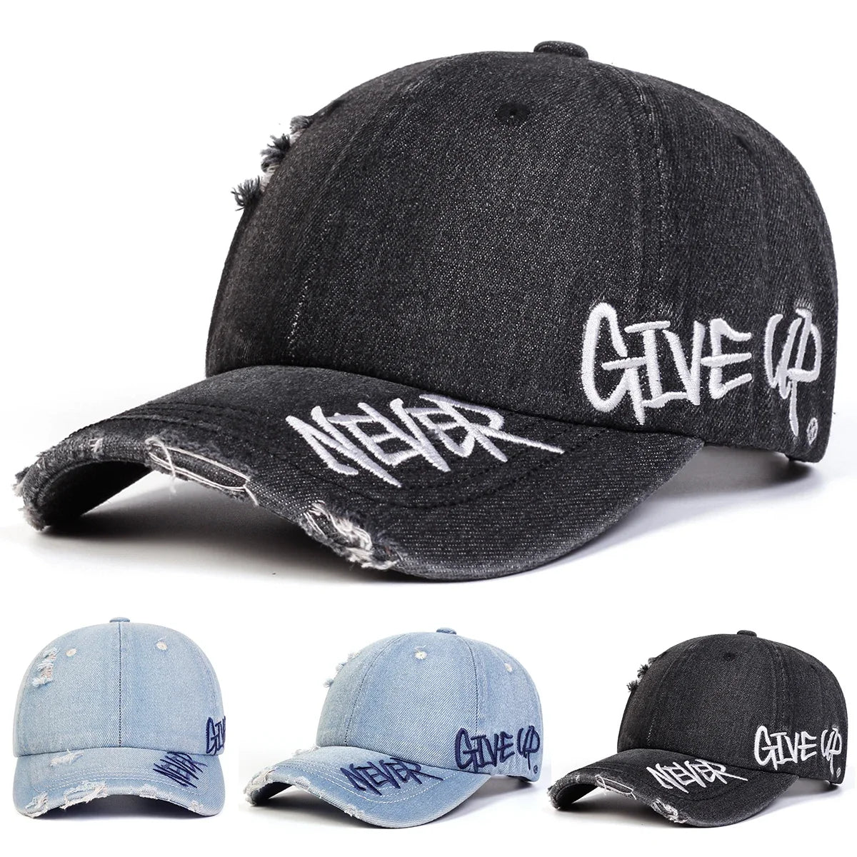 Unisex Never Give UP Letter Embroidery Baseball Caps Spring and Autumn