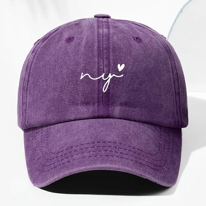 Small Heart Print Washed Vintage Baseball Cap Fashion Men Women Sun Hat