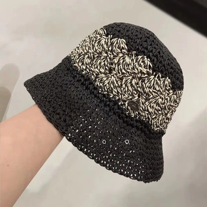 Casual Large Brim Woven Hat Hollow Out Foldable Straw Hat