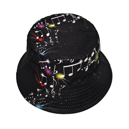 Fashion Musical Note Print Bucket Hat Travel Beach