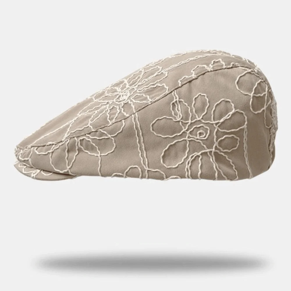 Fashion Retro Forward Cap Flower Embroidery Korean Style Beret