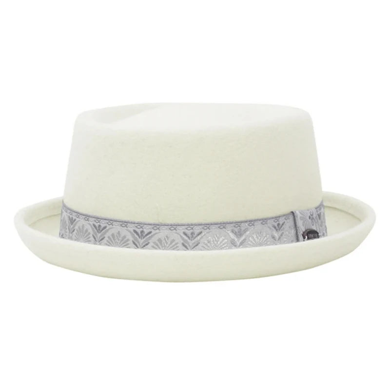 100% Wool Pork Pie Fedora Hat For Women Men