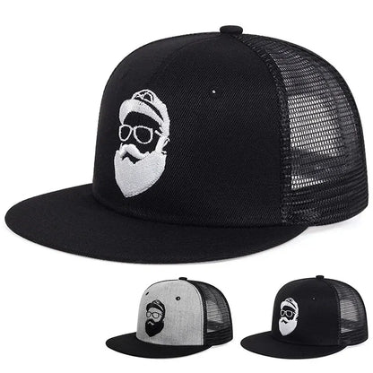 Unisex Uncle Beard Embroidery Hip Hop Net Hats Outdoor Adjustable Casual Baseball Caps Sunscreen Hat
