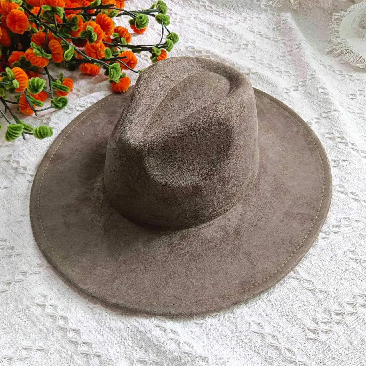 Vegan Suede Fedora Rancher Hats Blank Hats