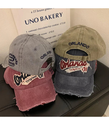 American Retro Old Baseball Cap Soft Top Big Head Circumference Showing Face Small Cap Outdoor Letter Embroidered Sun Hat