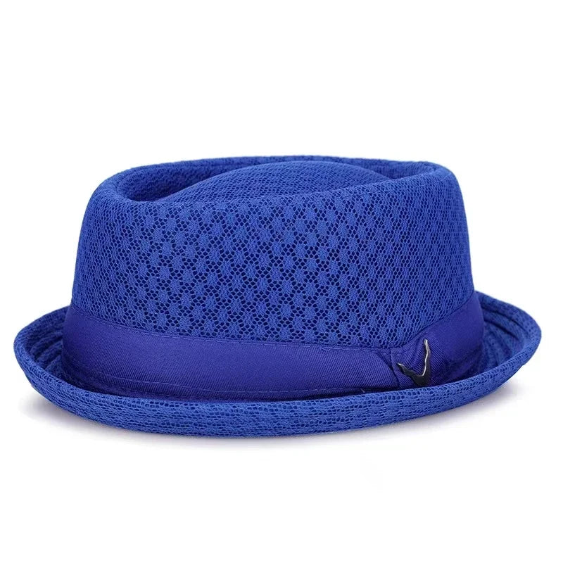 New Breathable Hat England Mesh Flat Straw Hat Retro England Jazz Foldable Sun Hats