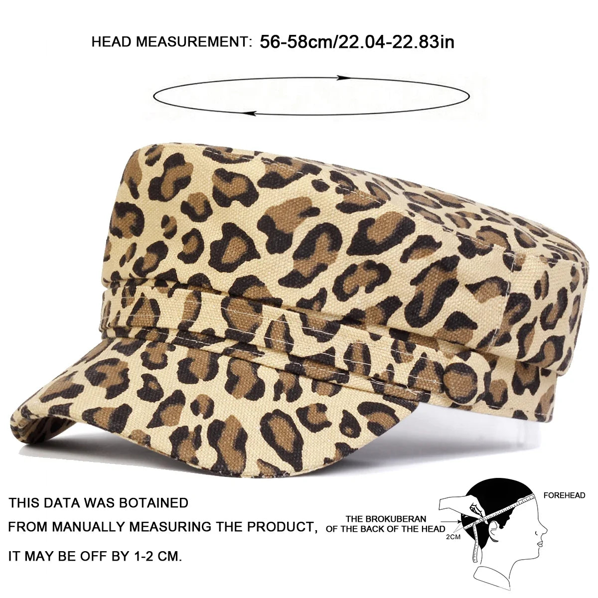 Unisex Leopard Print Personality Military Hats Flat Top Baseball Caps
