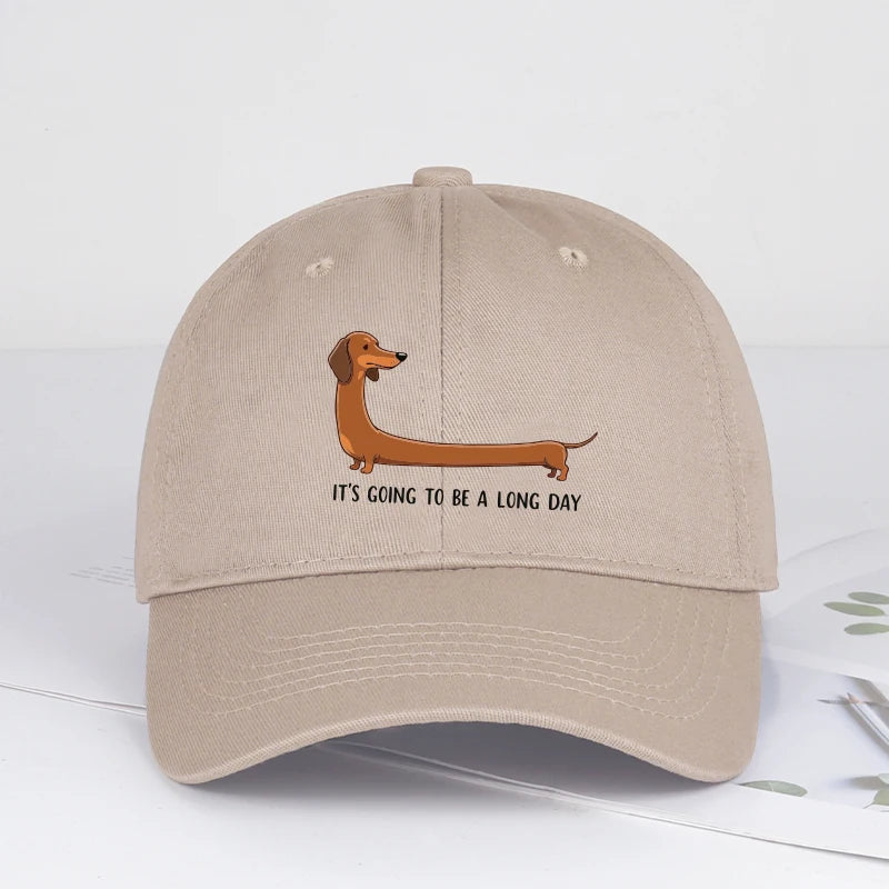 Fun Dachshund “Long Day” Printed Baseball Cap