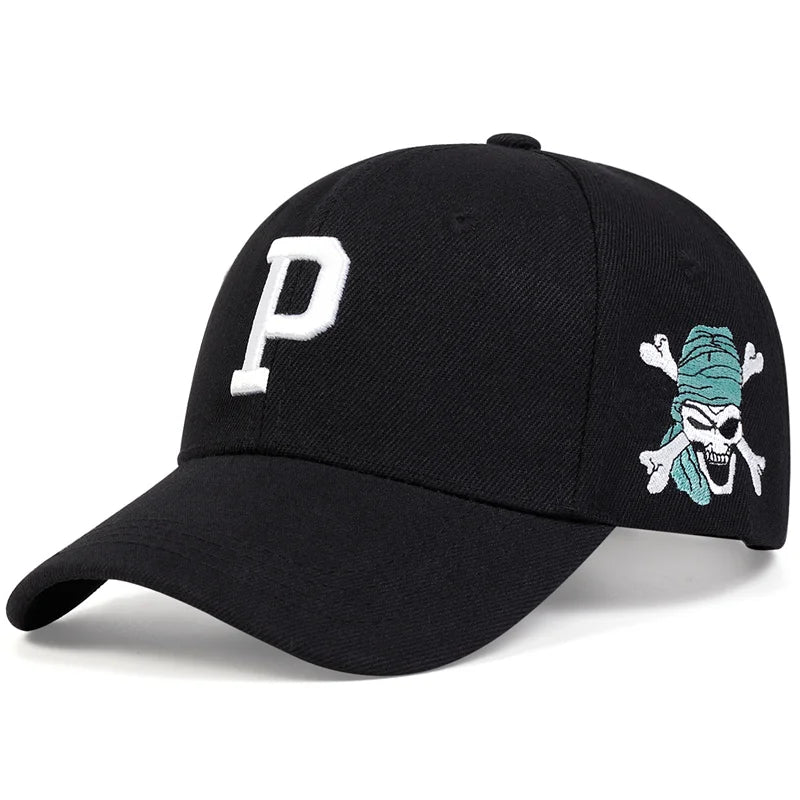P Letter Side Pirate Embroidery Baseball Cap Men Women Spring Summer