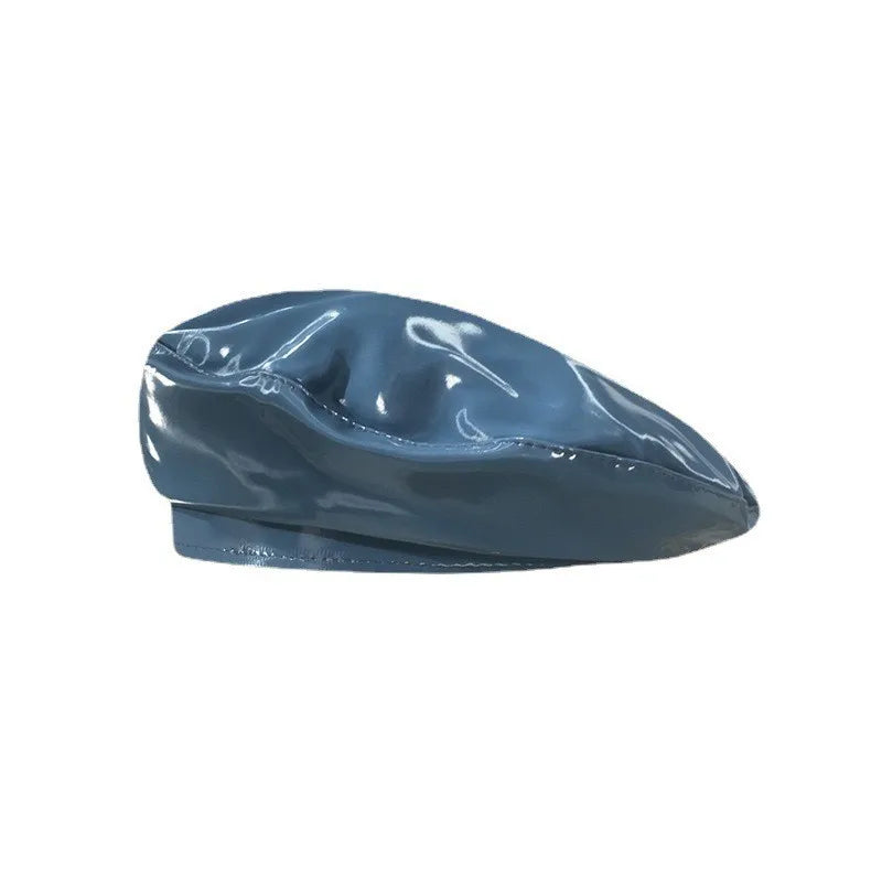 Korean Pu Bright Leather Beret Spring And Summer British