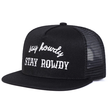 Unisex Stay Rowdy Embroidery Hip-hop Net Hats Spring Summer