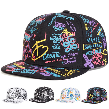 Unisex Colorful Letter Graffiti Printing Hip-Hop Hats