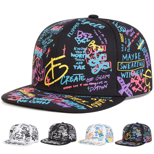 Unisex Colorful Letter Graffiti Printing Hip-Hop Hats