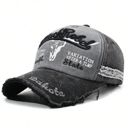 Washed Distressed Street Style Khaki Baseball Cap,Unisex Washed Distressed Baseball Cap
