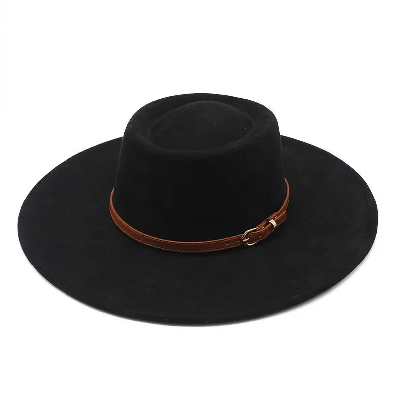 French Style Elegant Dome Hat, Cross-Border New Suede Wide Brim Jazz Hat